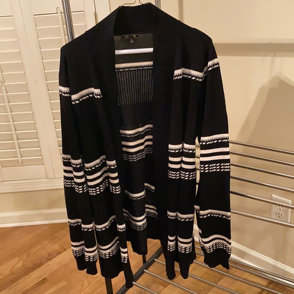 Lety & Me Sweaters - Lety & Me Helia Wide Rib Stripped Cardigan